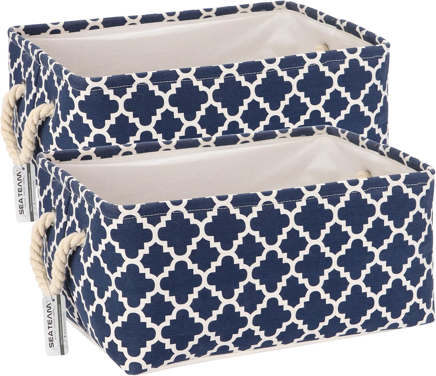 Sea Team 2Pcs 24Liters Canvas Storage Basket Rectangular Mesh Folding