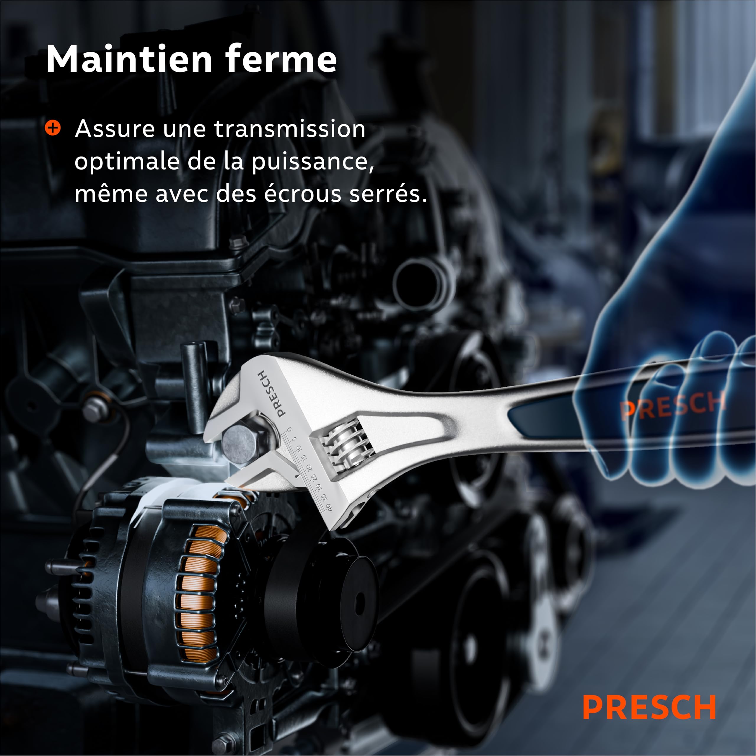 PRESCH Set de clés à molette - 200mm, 250mm & 300mm - Échelles gravées au laser 30mm-40mm (métrique et pouces) - Usinage de précision pour une prise optimale - Clés anglaise robuste