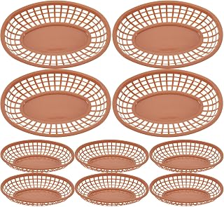 12 Pack Coffee PP Fast Food Serving Baskets for Burgers | Washable Reusable Design, Convenient Storage for Small Items, Birthday Party Use, Practical Kitchen Supplies