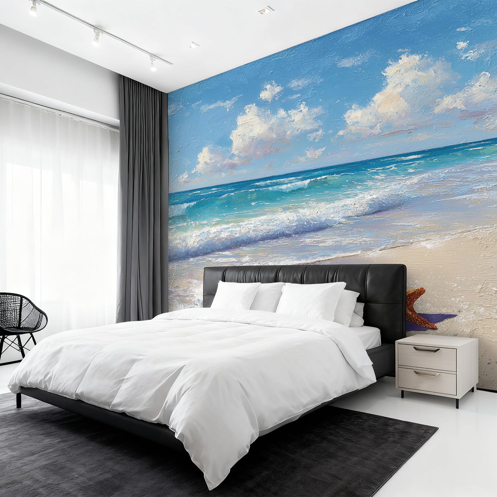Papier Peint Plage Océanique Générique - Fresque Intissé 416x254 cm pour Salon