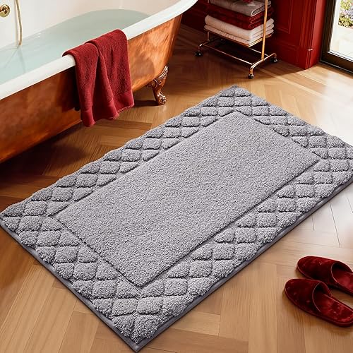 LUMI Tapetes de baño, ultra suaves y absorbentes, para ducha, antideslizantes, lavables, con respaldo de goma, tapete de felpa de microfibra de