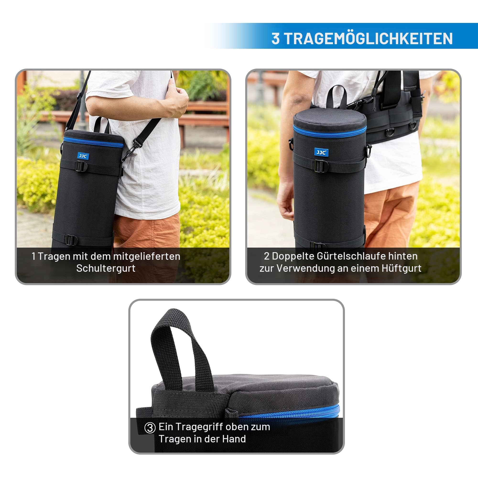 JJC Deluxe Objektivtasche für Sony FE 200–600mm F5.6–6.3 G NIKKOR Z 180-600mm F5.6-6.3 Z 600mm F6.3 VR Objektiv, Wasserabweisendes Objektivzubehör Schutzhülle mit Schultergurt und Abnehmbarem Kissen