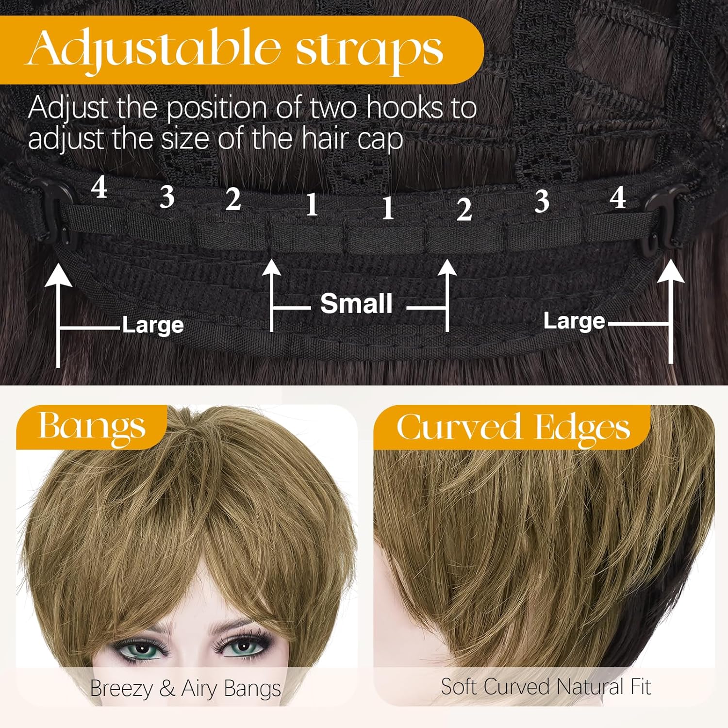 SOFEIYAN Pixie Cut Wig - Short Honey Blonde with Black Underlayer Pixie Haircut Wig with Bangs Pre-Styled Glueless Layered Synthetic Hair Wigs for Women Natural Looking Wigs for Daily Wear - Image 6