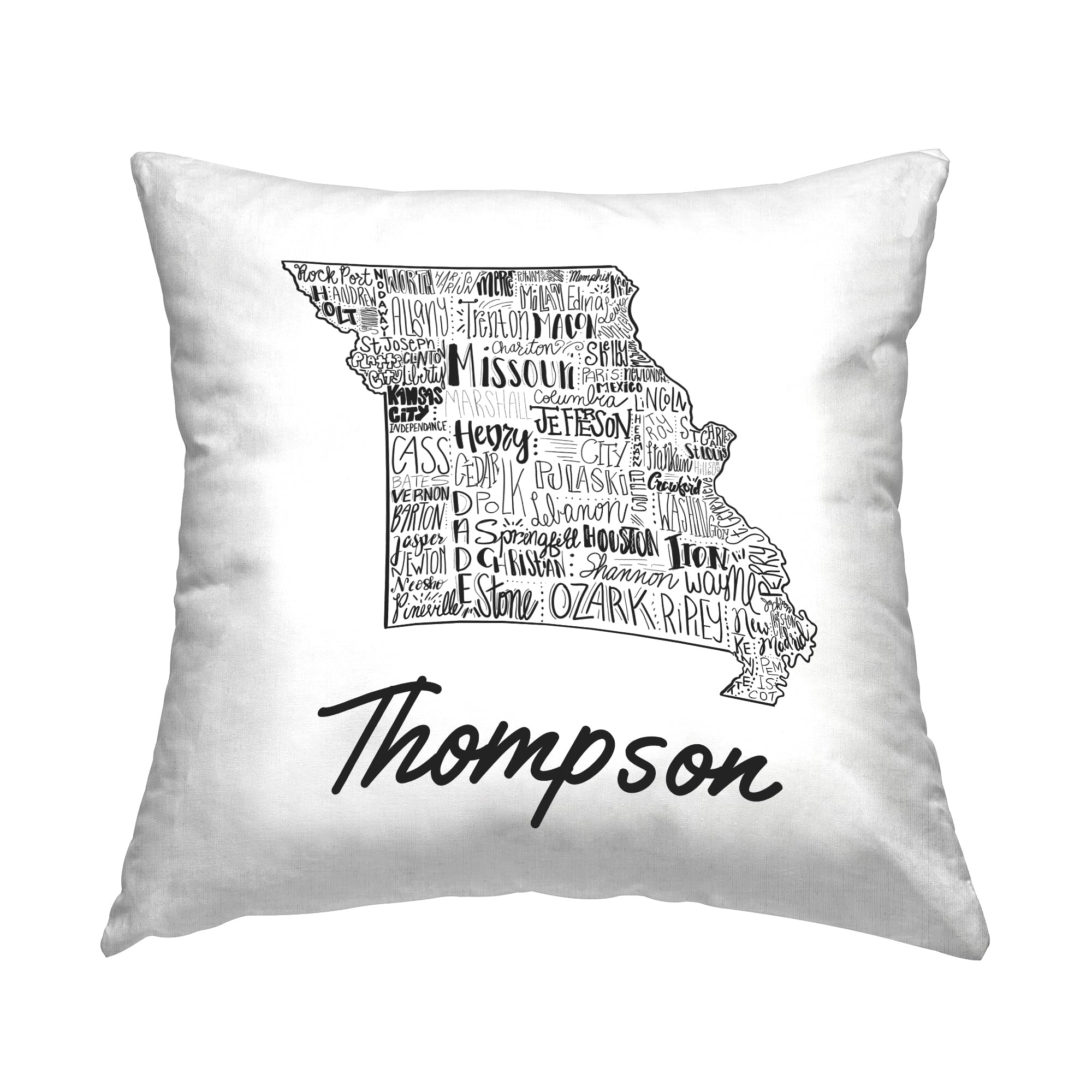 Stupell Industries Missouri State Cities Indoor Printed Throw Pillow, 18 x 18, White