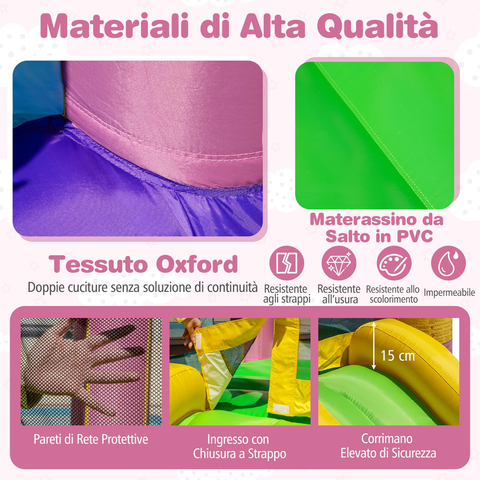 COSTWAY Castello Gonfiabile per Bambini, con Trampolino e Scivolo