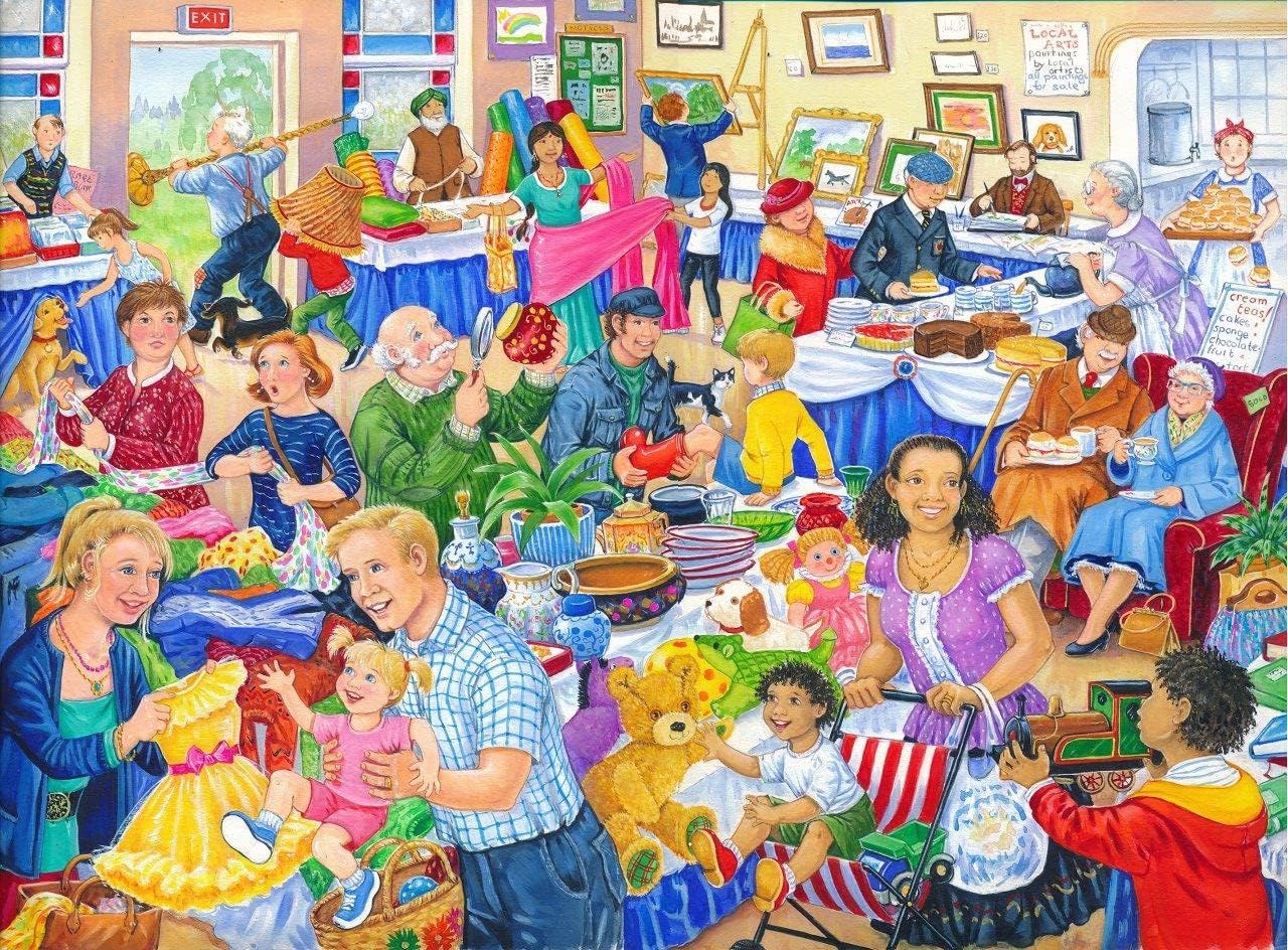 The House of Puzzles Big 500 Piece Jigsaw Puzzle Jumble Sale Amazon.co.uk Toys & Games