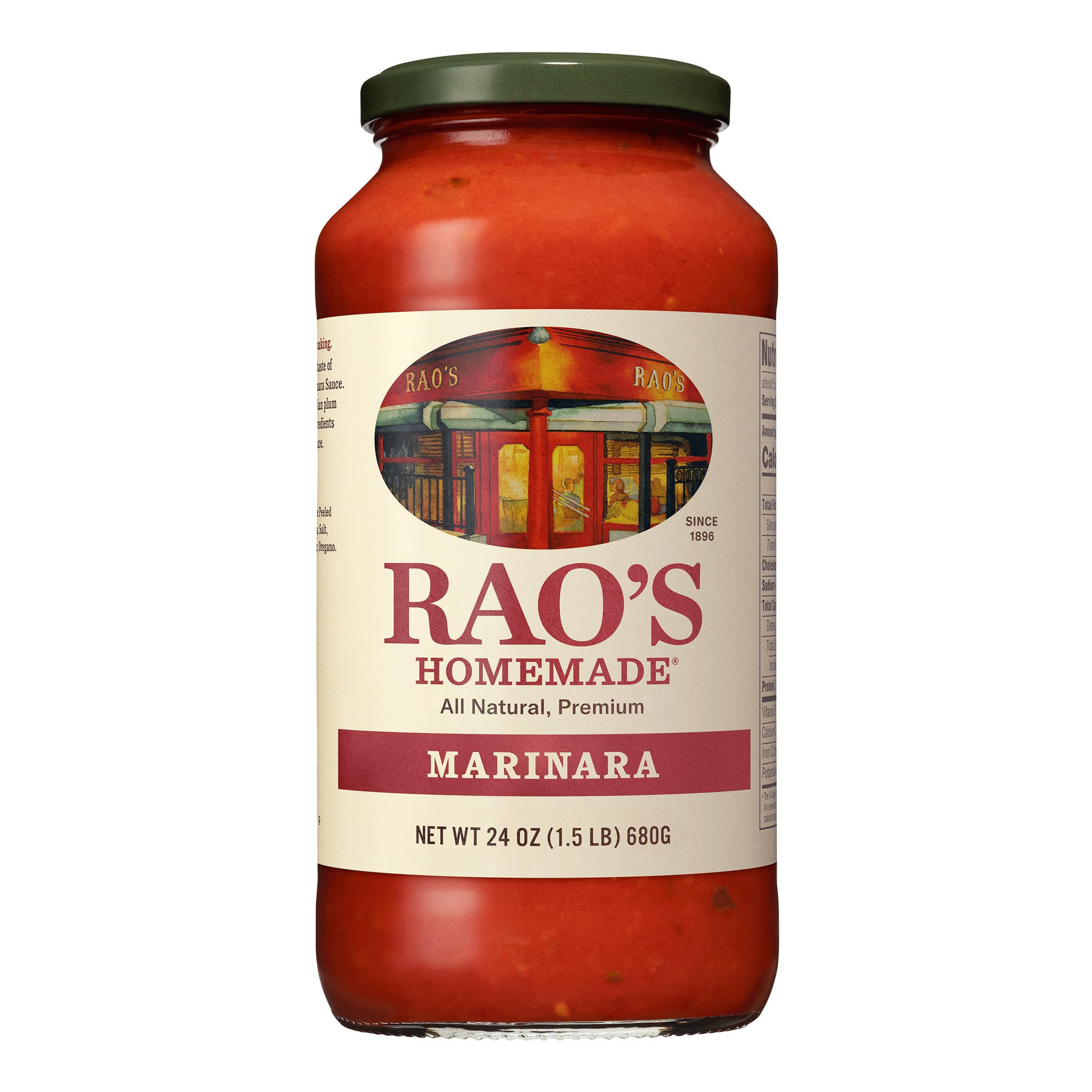 Rao's Homemade Marinara Sauce, 24 oz, All Purpose Tomato Sauce, Pasta Sauce, Carb Conscious, Keto Friendly, All Natural, Premium Quality, With Italian Tomatoes & Olive Oil