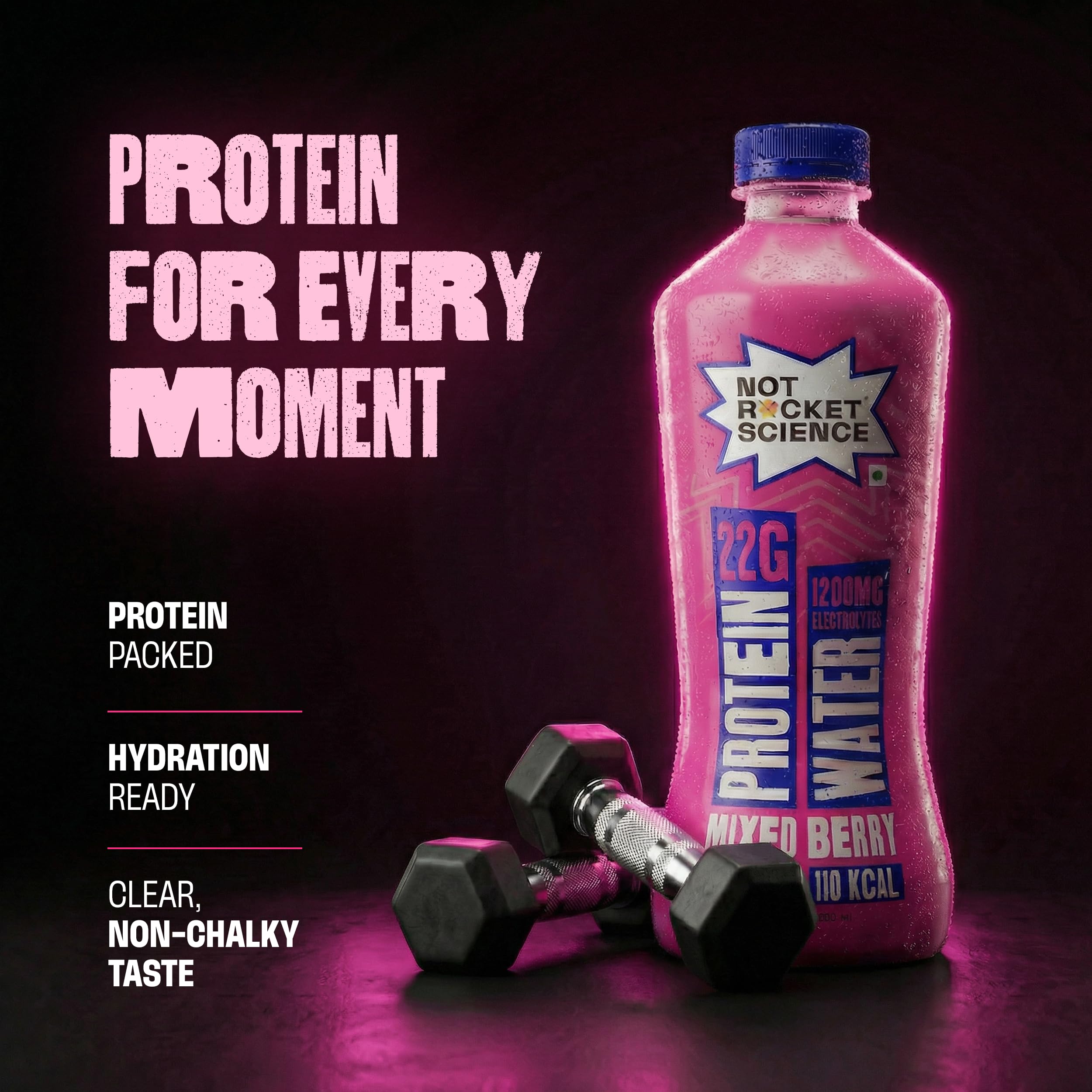 Not Rocket Science Protein Water - Mixed Berry | 22g Clear Whey Protein Isolate | 1200mg Electrolytes | 5g BCAAs | Zero Sugar | High Protein Drink | 500ml Pack of 3 2