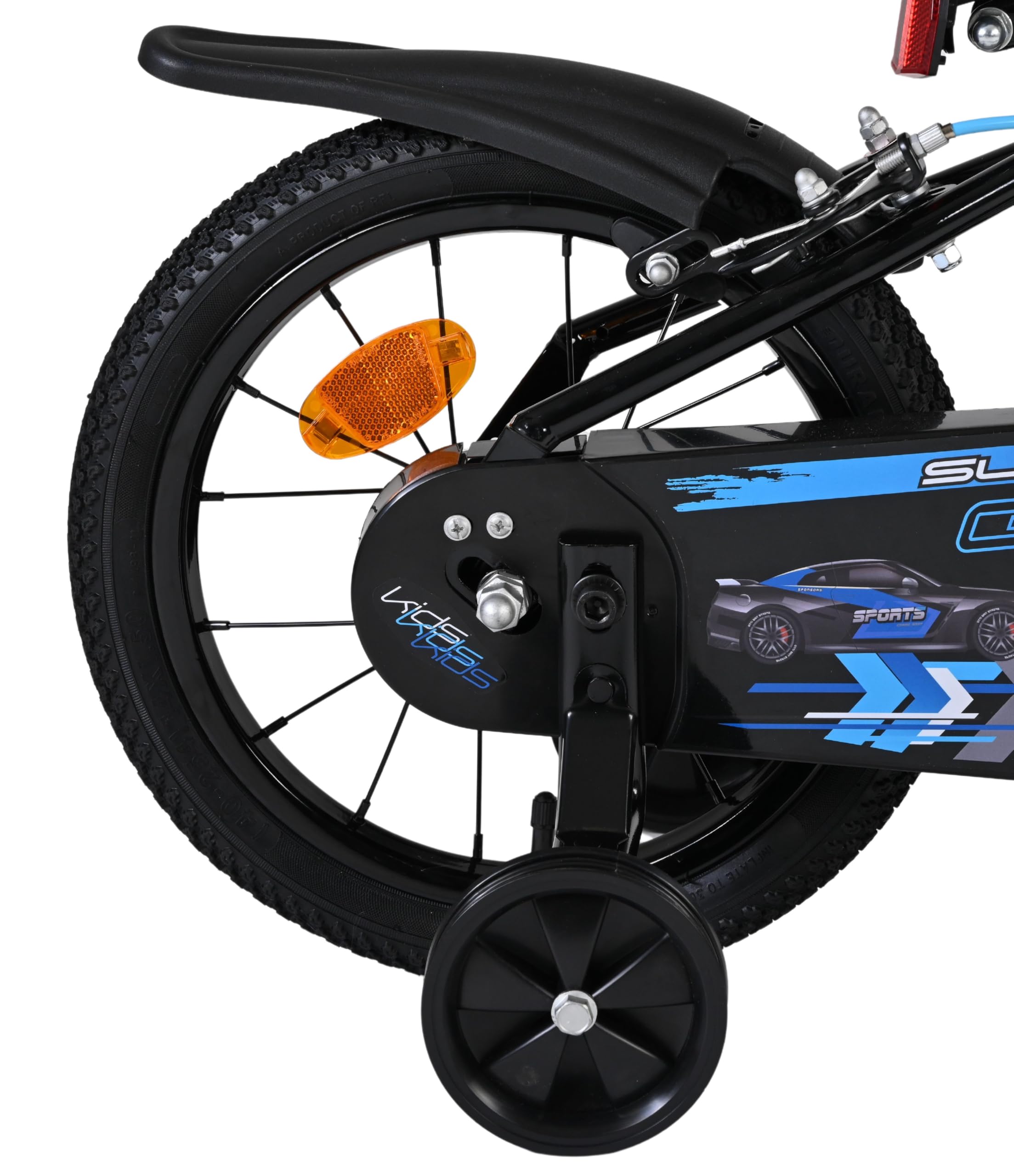 Volare Super GT Kinderfahrrad blau 14 Zoll | 3,5–5 Jahre | 2 Handbremsen, Stützräder, Kettenschutz, Reflektoren | Verstellbarer Sattel | Geschenk für Jungen & Mädchen
