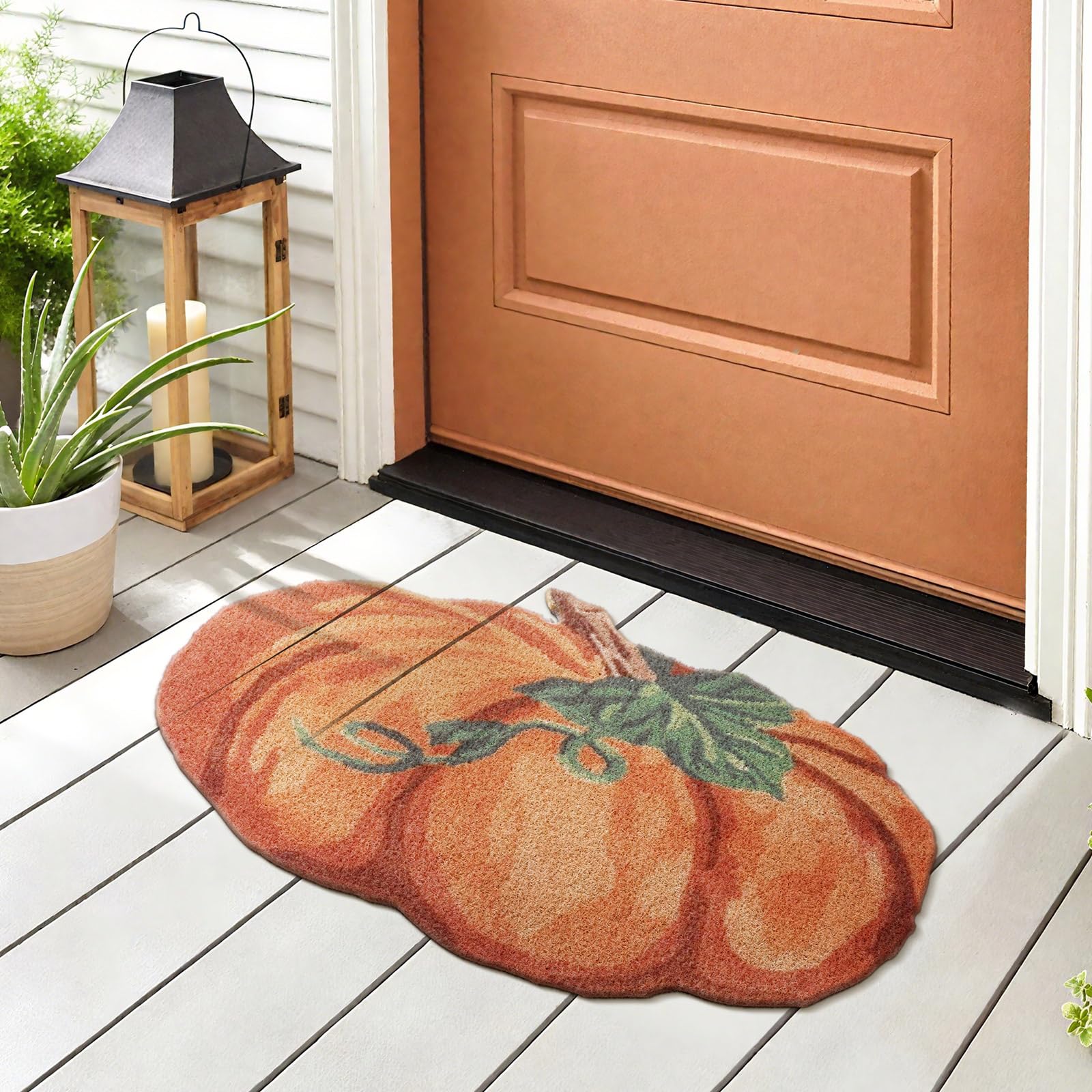WILLBOND Paillasson d'automne en fibre de coco motif citrouille 40,6 x 71,1 cm, antidérapant, réutilisable, robuste, pour entrée d'entrée, salle de bain, porche, décoration d'automne de Thanksgiving