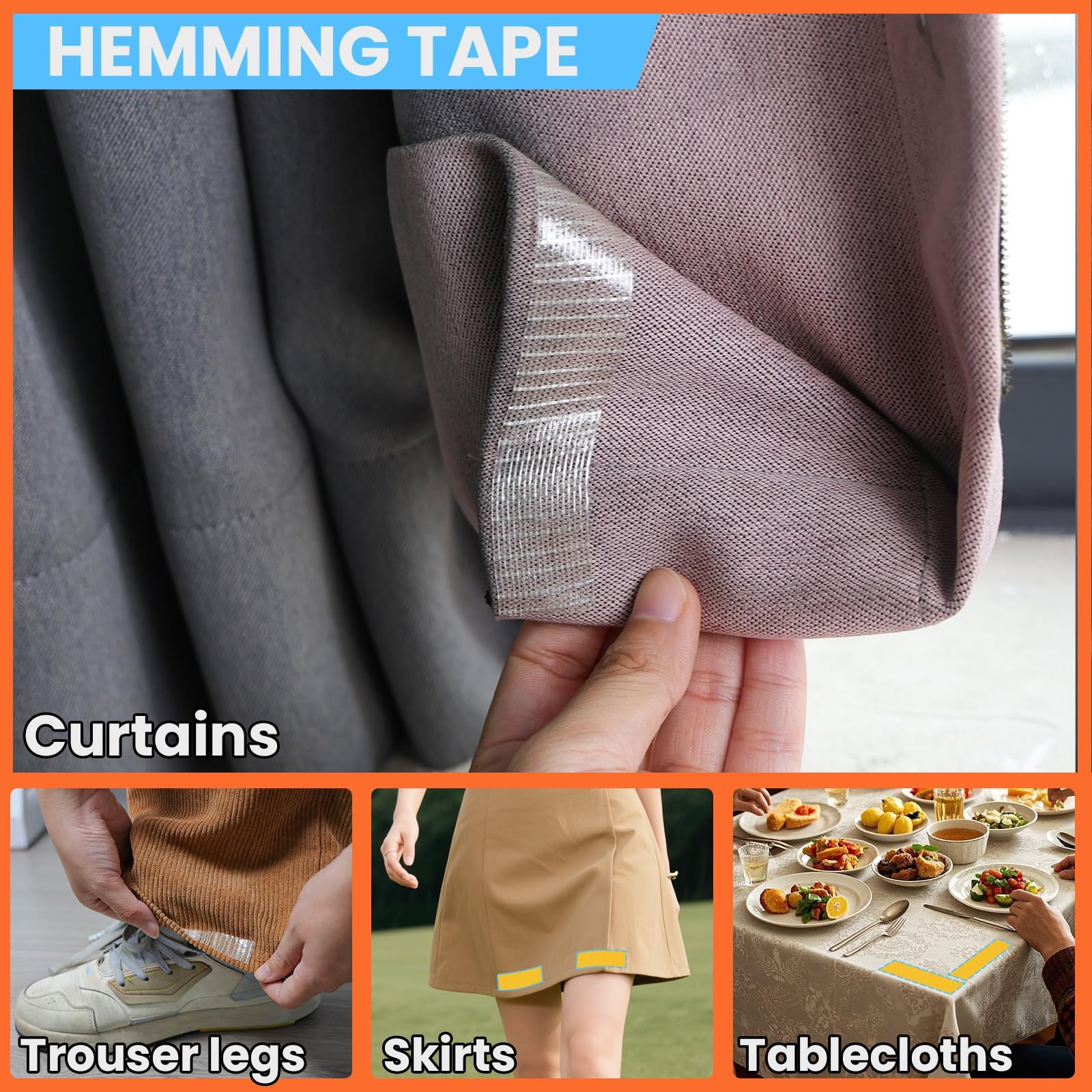 Nastro Biadesivo in Tessuto, 20 mm x 10 m Multifunzionale Nastro Biadesivo in Fibra di Rete Adesiva per Moquette, Double-Sided Cloth Tape, per Tappeti, Pantaloni, Vestiti, Tende