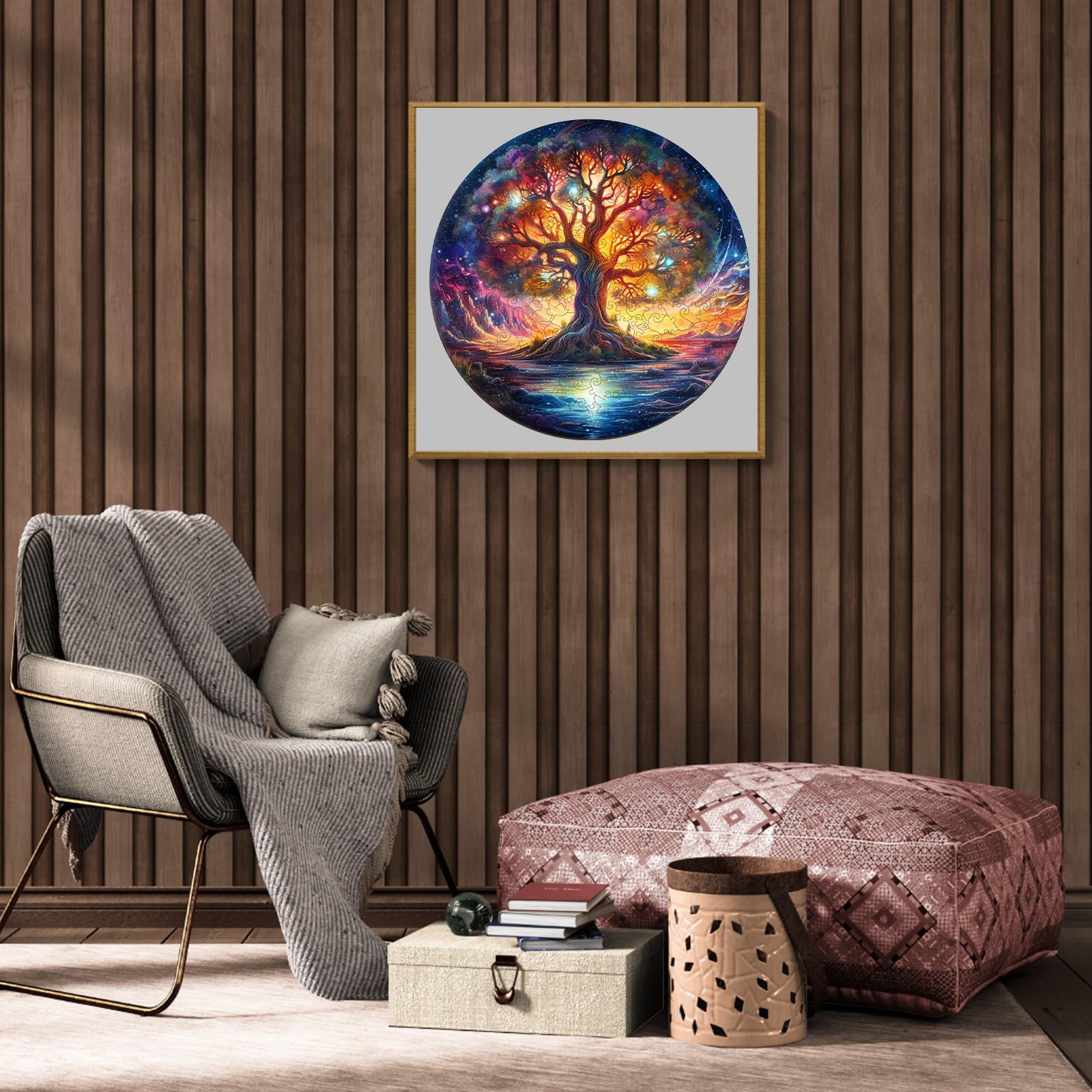 Jigfoxy Puzzle in legno per adulti, albero della vita, puzzle in legno, puzzle per adulti, giocattolo educativo unico a forma di animale, per amici della famiglia, L-34,5 x 34,5 cm, 300 pezzi