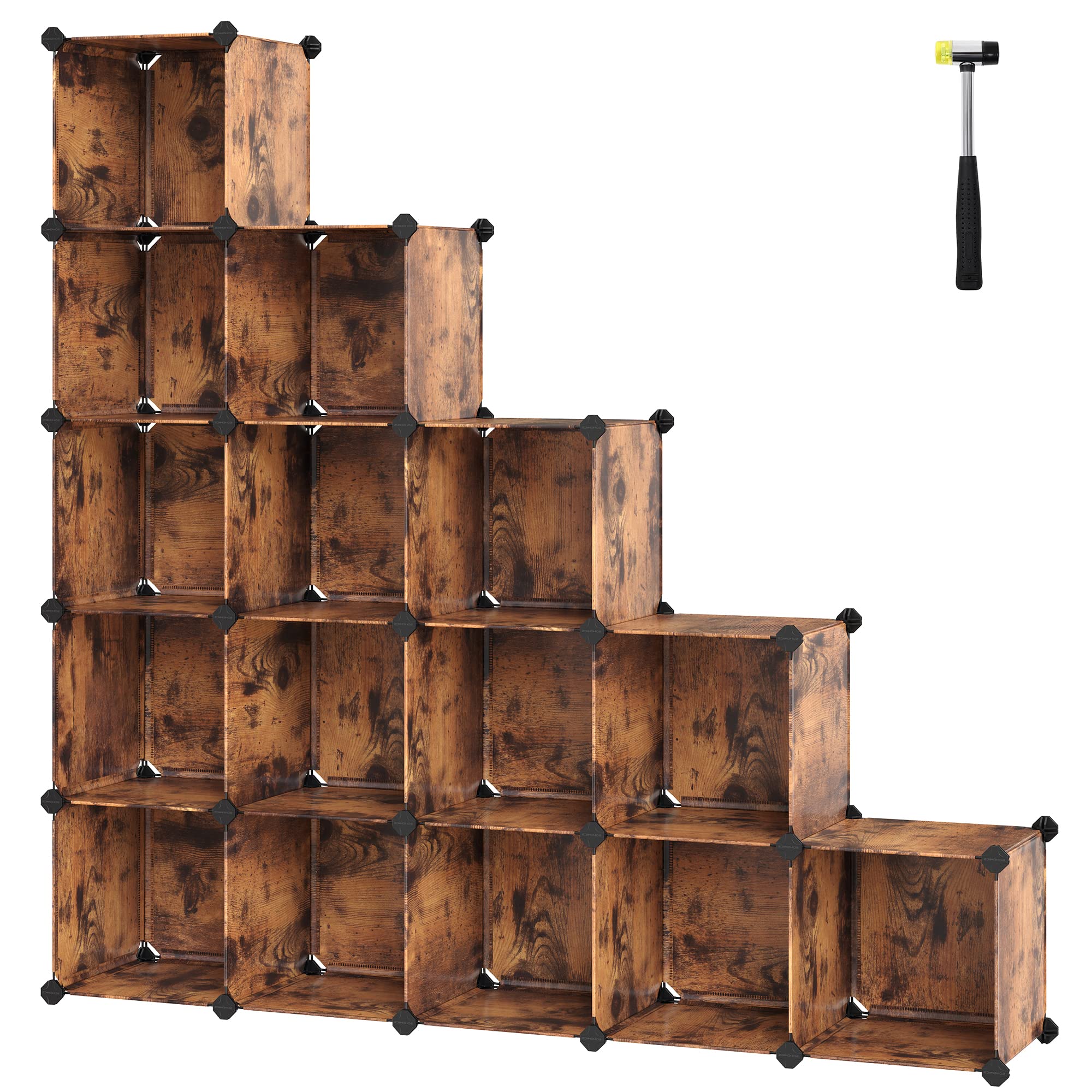 DIY 16-Cube Plastic Storage Unit, Rustic Brown
