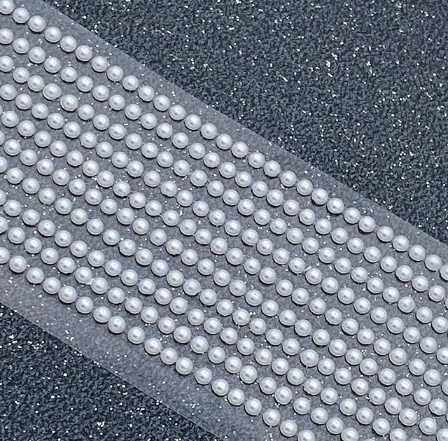 500 x Self Adhesive Pearls Gems 3mm Mini Flat Backed Round Pearls Beads Strips Embellishments White