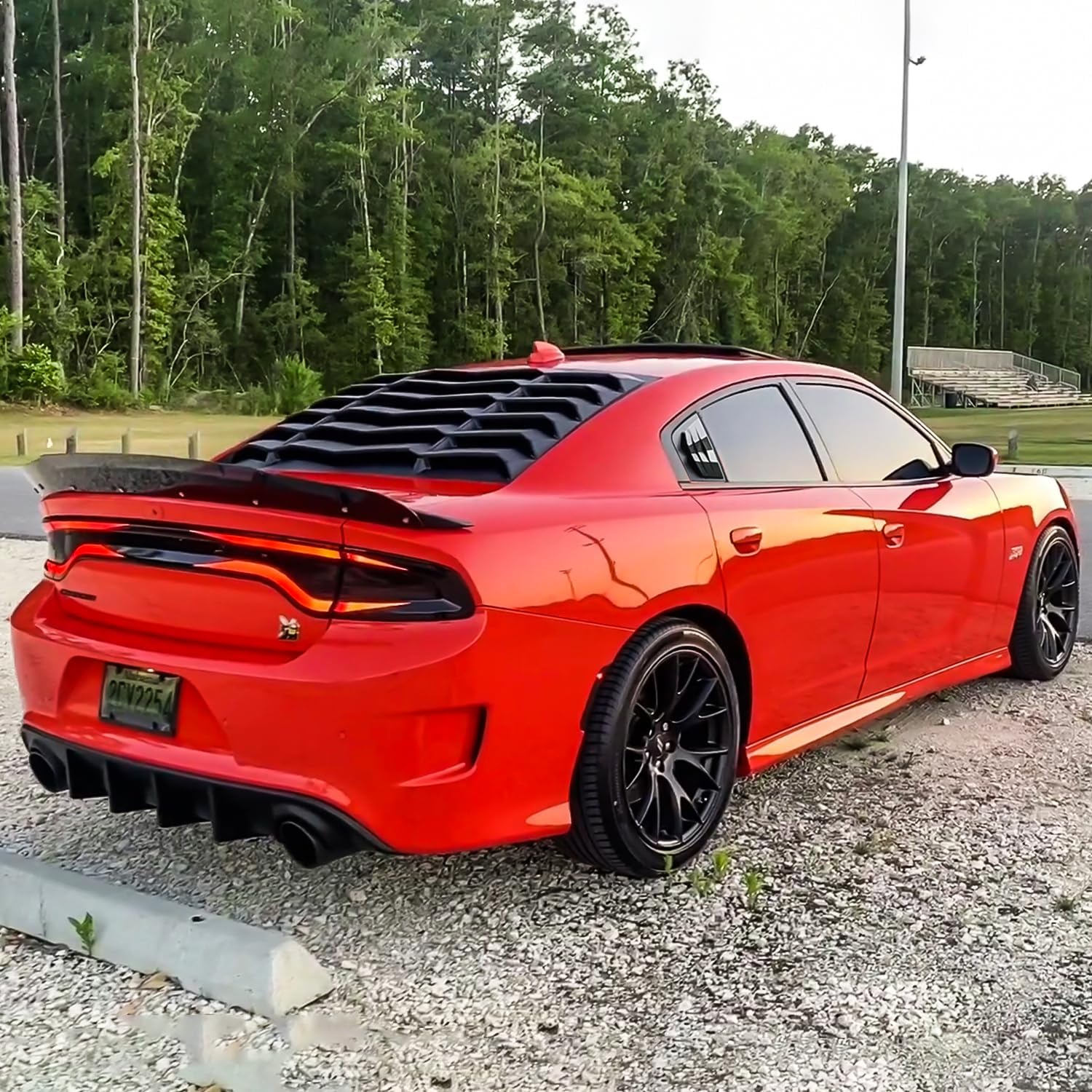Rear+Side Window Louver for Dodge Charger 2011-2024 SXT GT R/T Scat Pack SRT Hellcat Widebody Redeye Daytona Windshield Sun Shade Cover GT Lambo Style Accessories All Weather ABS (Matte Black)