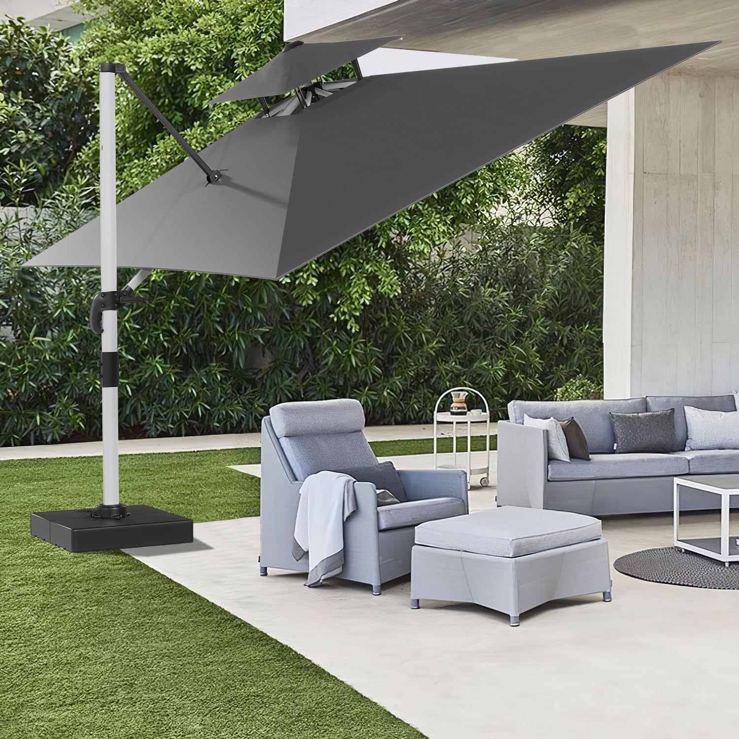 Devoko Alluminio Ombrellone da Giardino 3x4m+Copertura,Baldacchino doppio Doppio Tetto Ombrellone da Balcone Impermeabile,Ombrelloni da Esterno con Protezione UV50+,Ombrellone da Terrazzo,Grigio