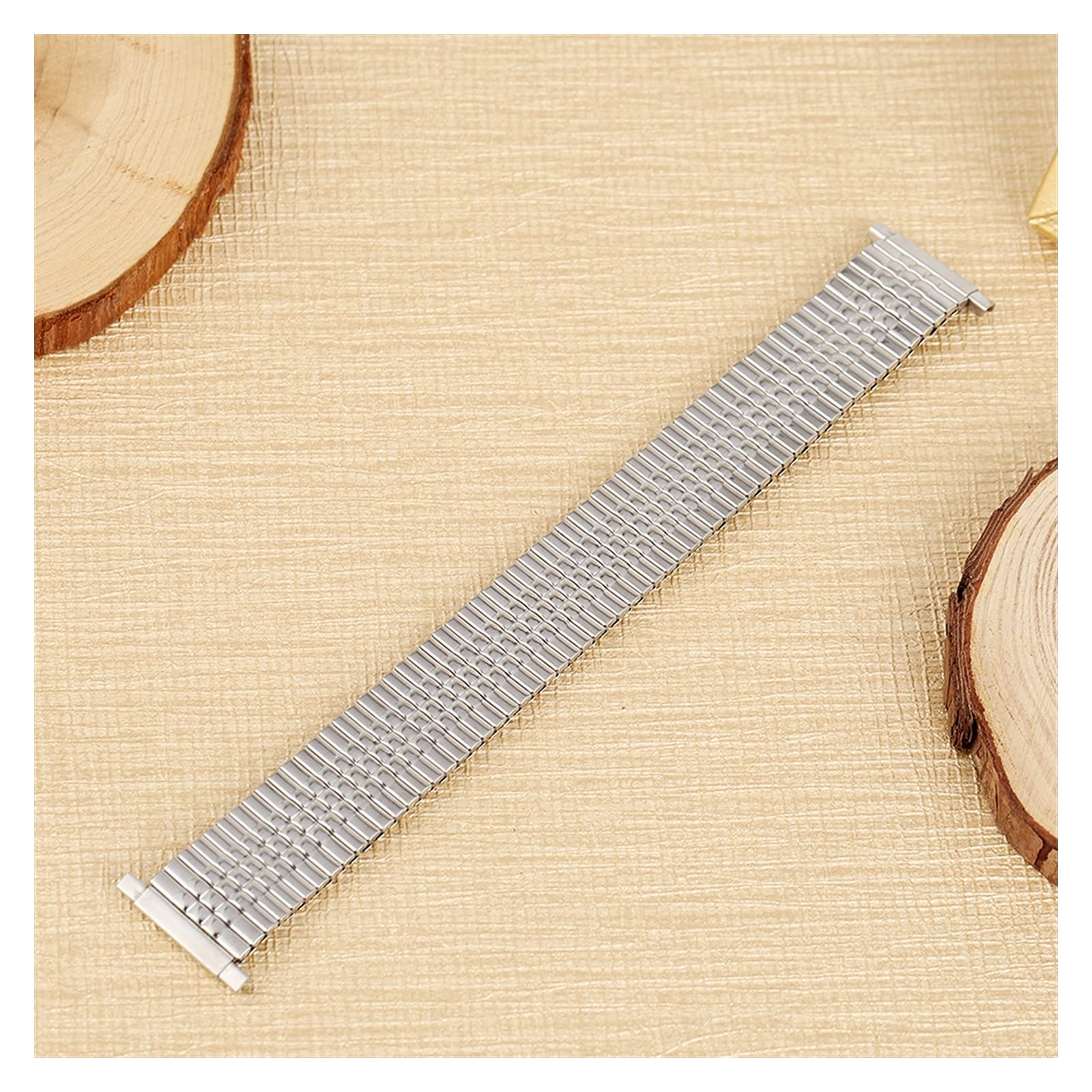 Elastische horlogeband 20mm nylon bruin - wit