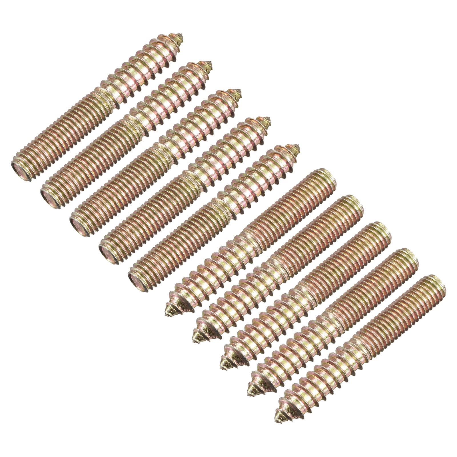 sourcing map M10x70mm Hanger Bolts, 24pcs Double Ended Thread Dowel Screws for Wood Furniture Connecting