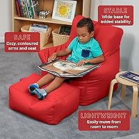 Vista 4 de Factory Direct Partners 10474-RD SoftScape - Juego de puf y otomano, muebles para niños, bibliotecas o hogar, color rojo