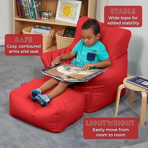 Miniatura 4 de Factory Direct Partners 10474-RD SoftScape - Juego de puf y otomano, muebles para niños, bibliotecas o hogar, color rojo