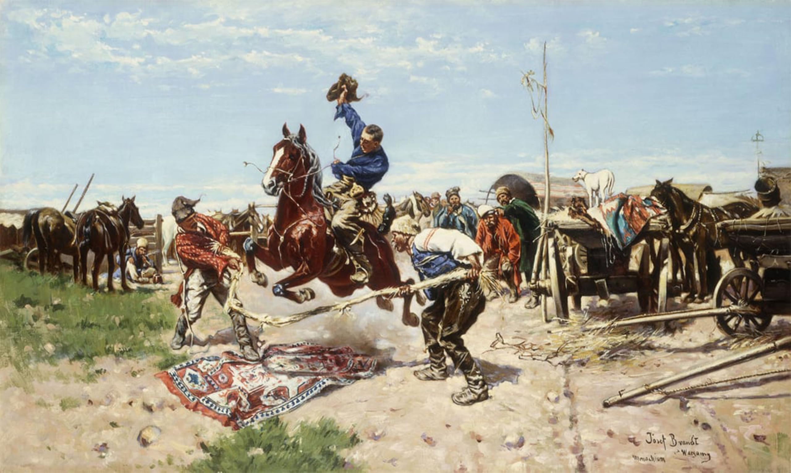 POSTERIIk Famous Animal Posters Vintage Picture Cossacks At Play by Jozef Brandt Modern Wall Decor for Home Decor 60x90cm