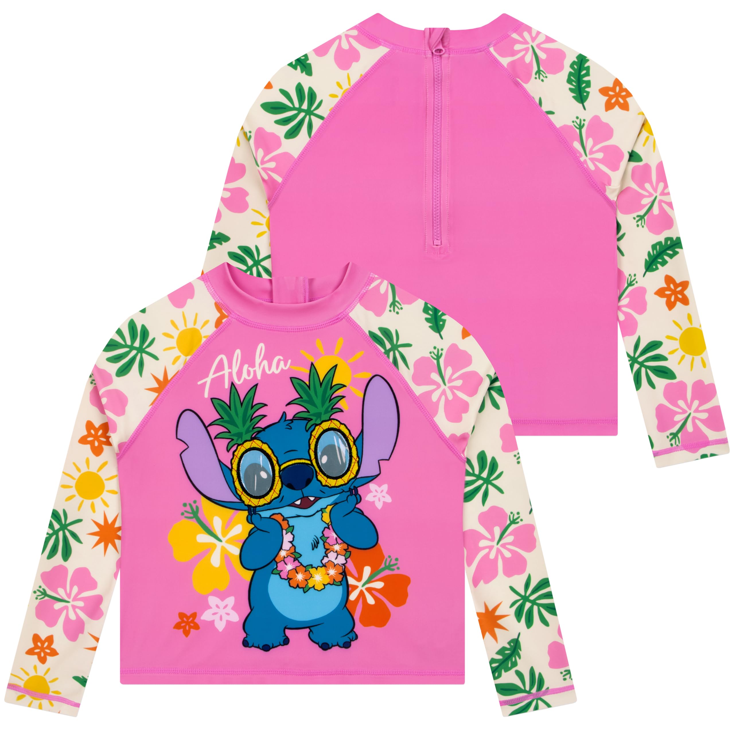 Disney Maillot de Bain Filles Lilo et Stitch, Maillot De Bain Piscine 2 Pièces Lilo à Manches Longues avec Arcs, Stitch Vetement Fille