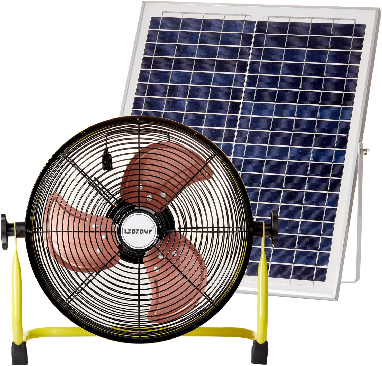 lcocove Solar Powered Fan, Battery Operated Outdoor Fan Can Running 5-24 Hours, Solar Fans For Shed,Home,Ouside,Camping,Solar fan with USB Output For Emergency Situation Without Electric