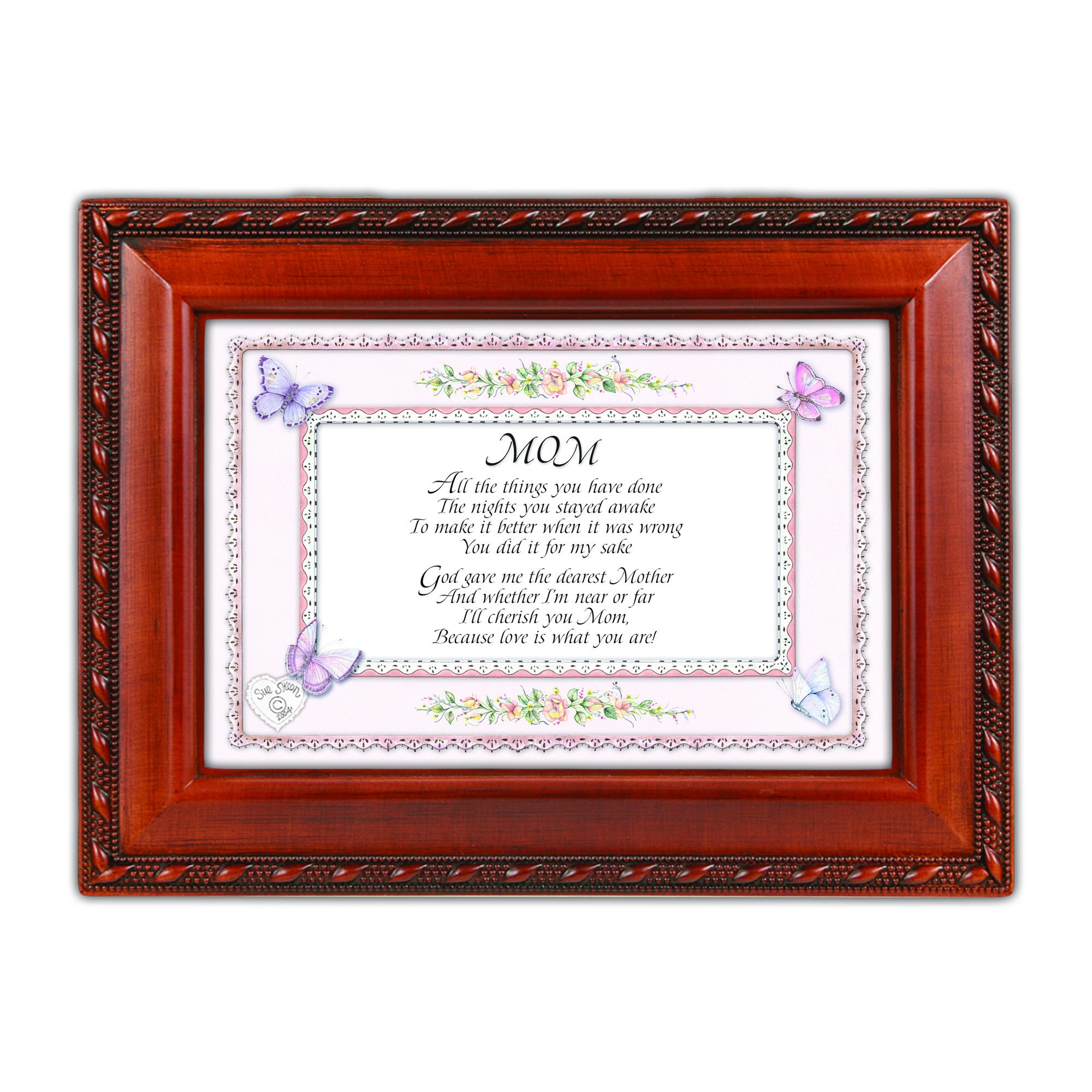 Mom Woodgrain Music Box Plays How Great Thou Art
