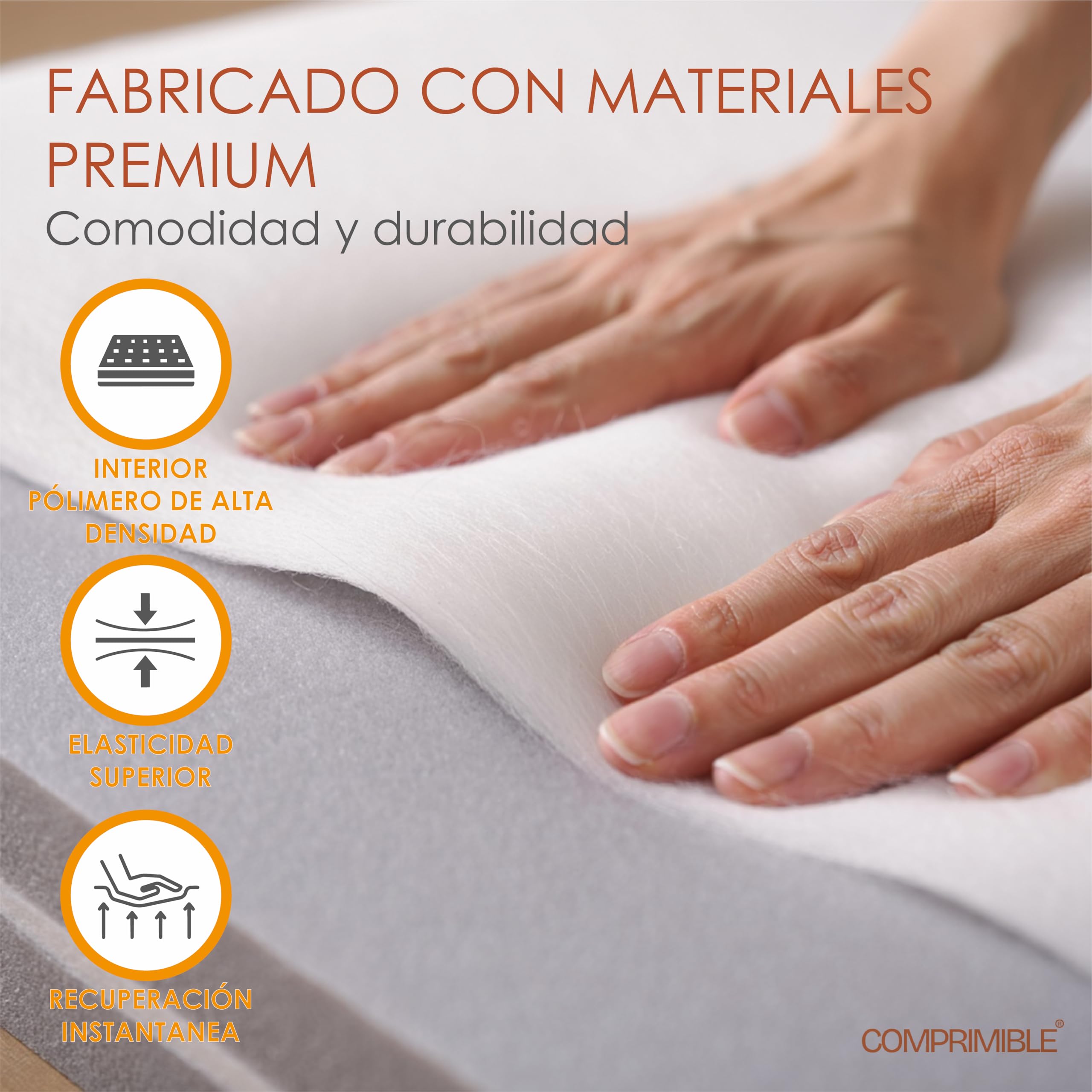 COMPRIMIBLE Kangoo | Sofa Modular de 2 plazas. Convertible en Cama. Fabricado en Tela de Lana Resistente al Desgaste e Interior con Espuma polimérica de Alta Densidad. 200x100x70 Gris