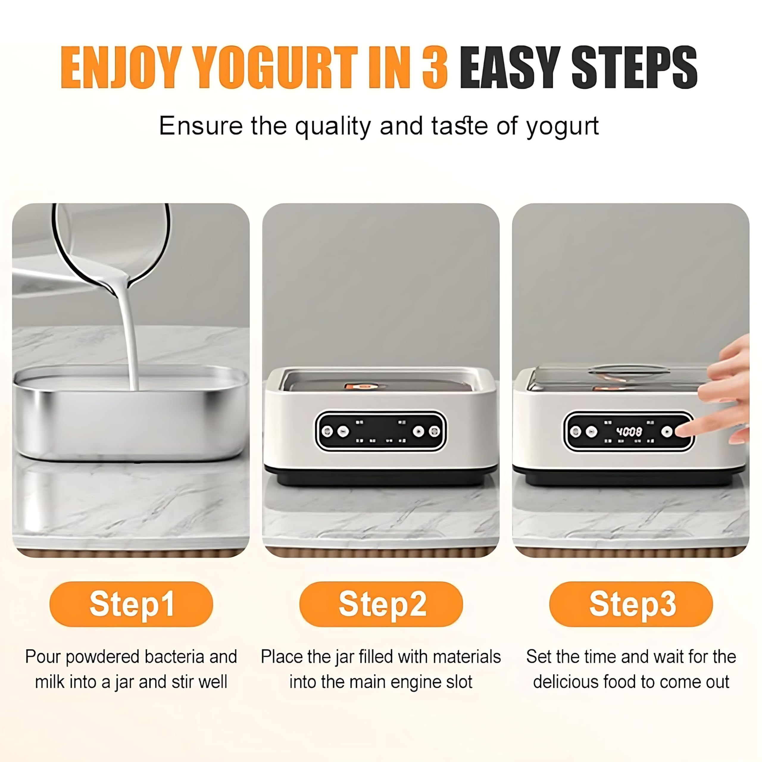 Macchina automatica del produttore di yogurt, produttore di yogurt elettrico con 9 tazze di vetro, produttore di yogurt probiotico finale con controllo della temperatura 36 ore, timer di 12 ore