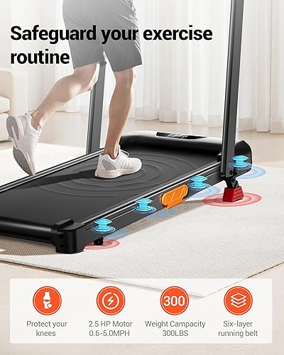 Miniatura 4 de Almohadilla para caminar 4 en 1 con inclinación del 10%, cinta de correr portátil debajo del escritorio, cintas de correr plegables para el hogar y