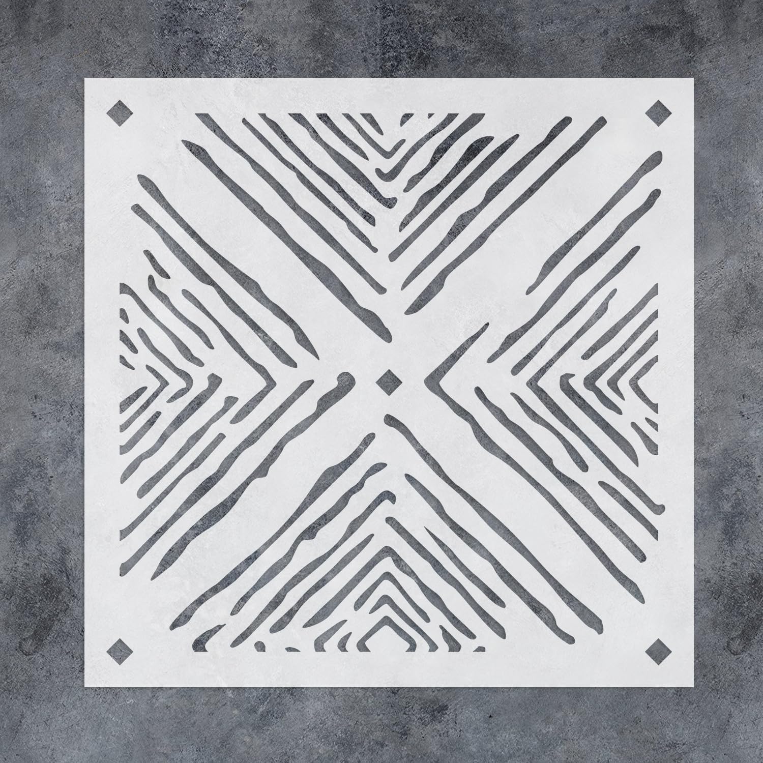 GSS Designs Boho Chevron Lines Wall Stencils 16x16Inch Reusable Abstract Geometric Boho Pattern Stencil for Wall Painting DIY Home Decor Floor Tile Art Craft Stencil