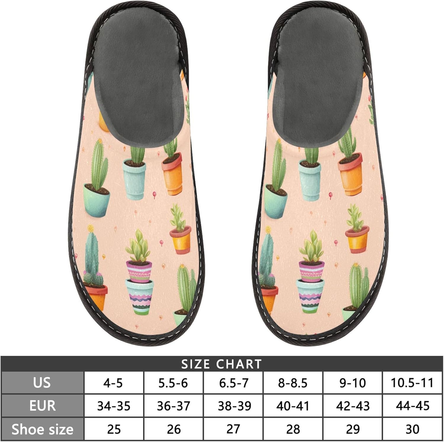 Cactus Plant House Slippers – Cozy Fuzzy Slippers for Guests, Washable & Disposable, Perfect for Shoeless Home, Spa & Hotel Use A110522