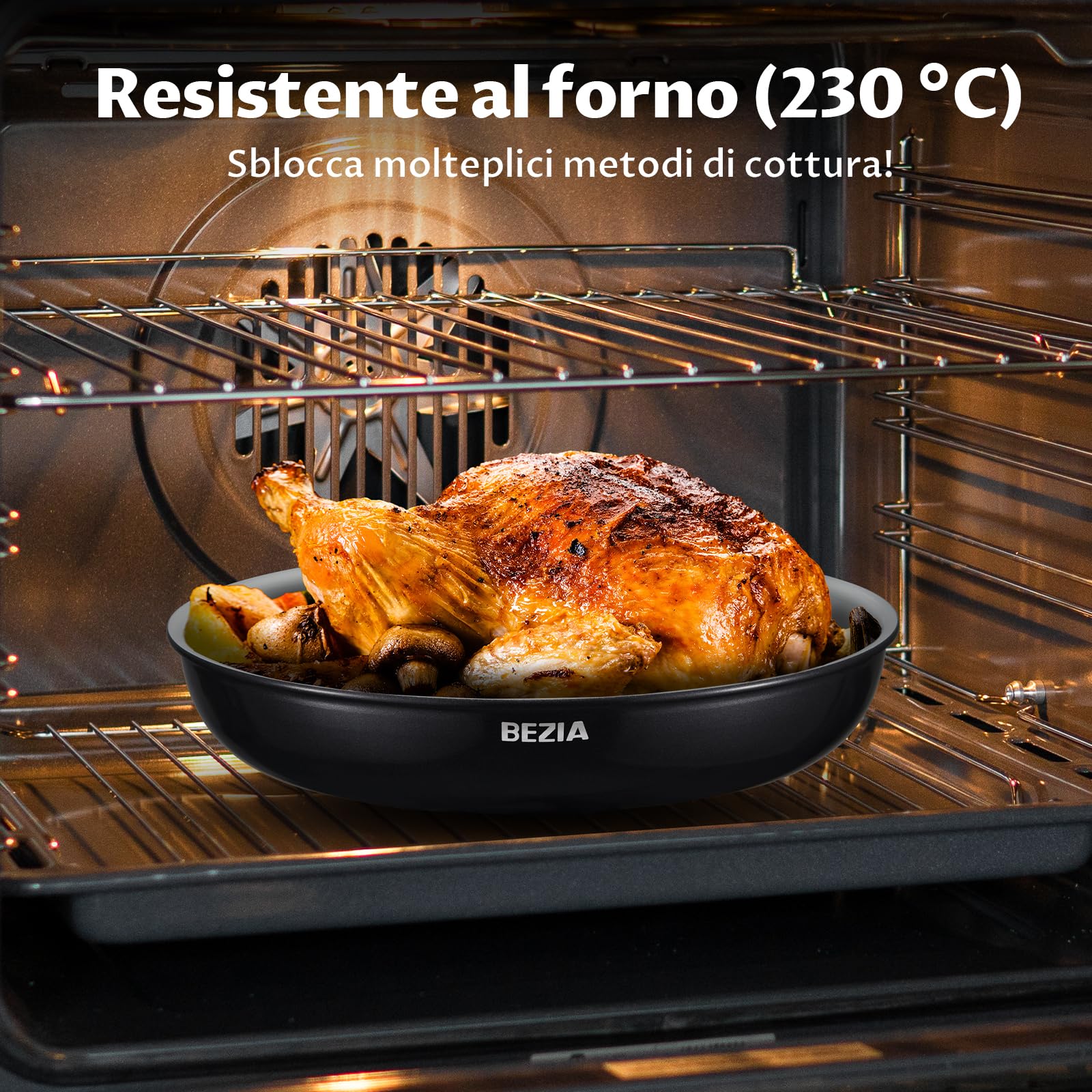 BEZIA Set Pentole Induzione 13 Pz, Batteria Pentole Ceramica Antiaderente | Padella Senza PTFE e PFOA, Manico Removibile, Adatto a tutti i tipi di piano cottura, Impilabile e Lavabile in Lavastoviglie