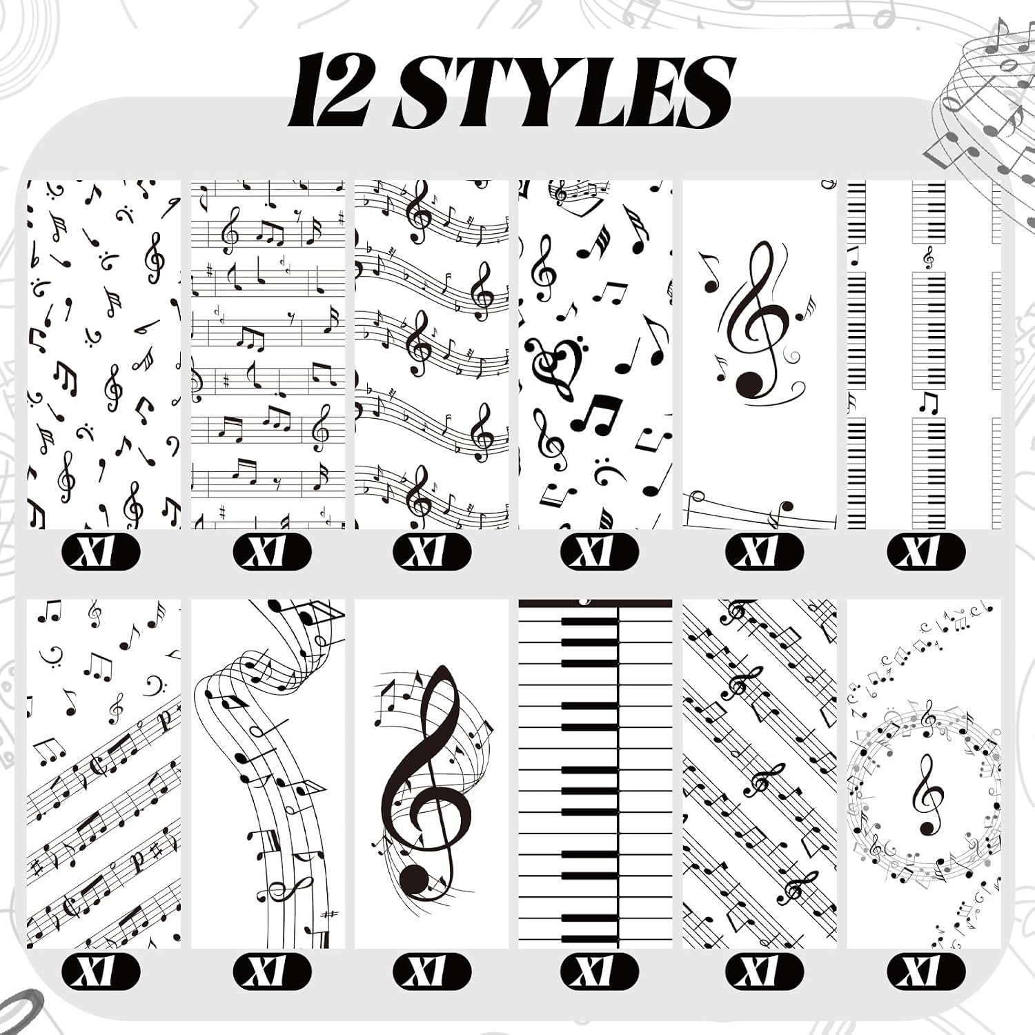 Dispowreath 12 Pcs Music Notes Ballpoint Pen 1.0mm Black Ink Musician image 2