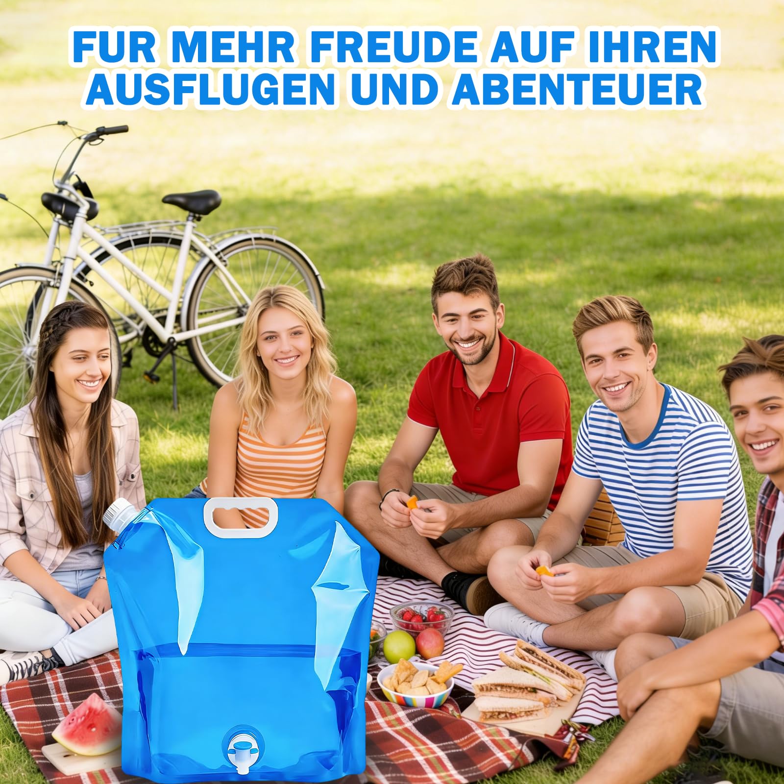 2 Tanica Acqua Con Rubinetto Pieghevoli Set,Tanica Acqua Campeggio 10l/5l,Taniche Per Acqua Con Moschettone E Corda Per Sospensione ,Contenitori Richiudibili Per Festival E Accessori Da Camper