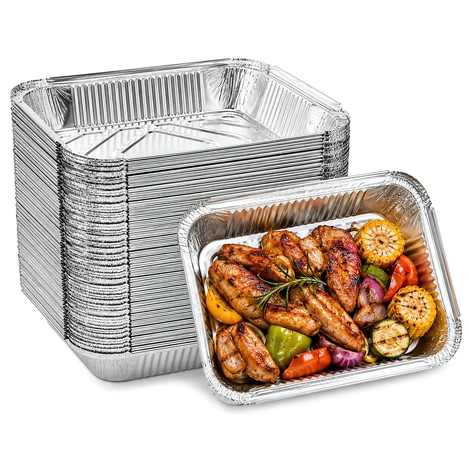 25 Bandejas Aluminio Desechables - Bandejas para Barbacoa y Goteo (850ml) | Bandeja de Goteo para Barbacoa 1000ml/850ml, Bandejas de Aluminio para Horno, Accesorios BBQ, Desechables y Resistentes