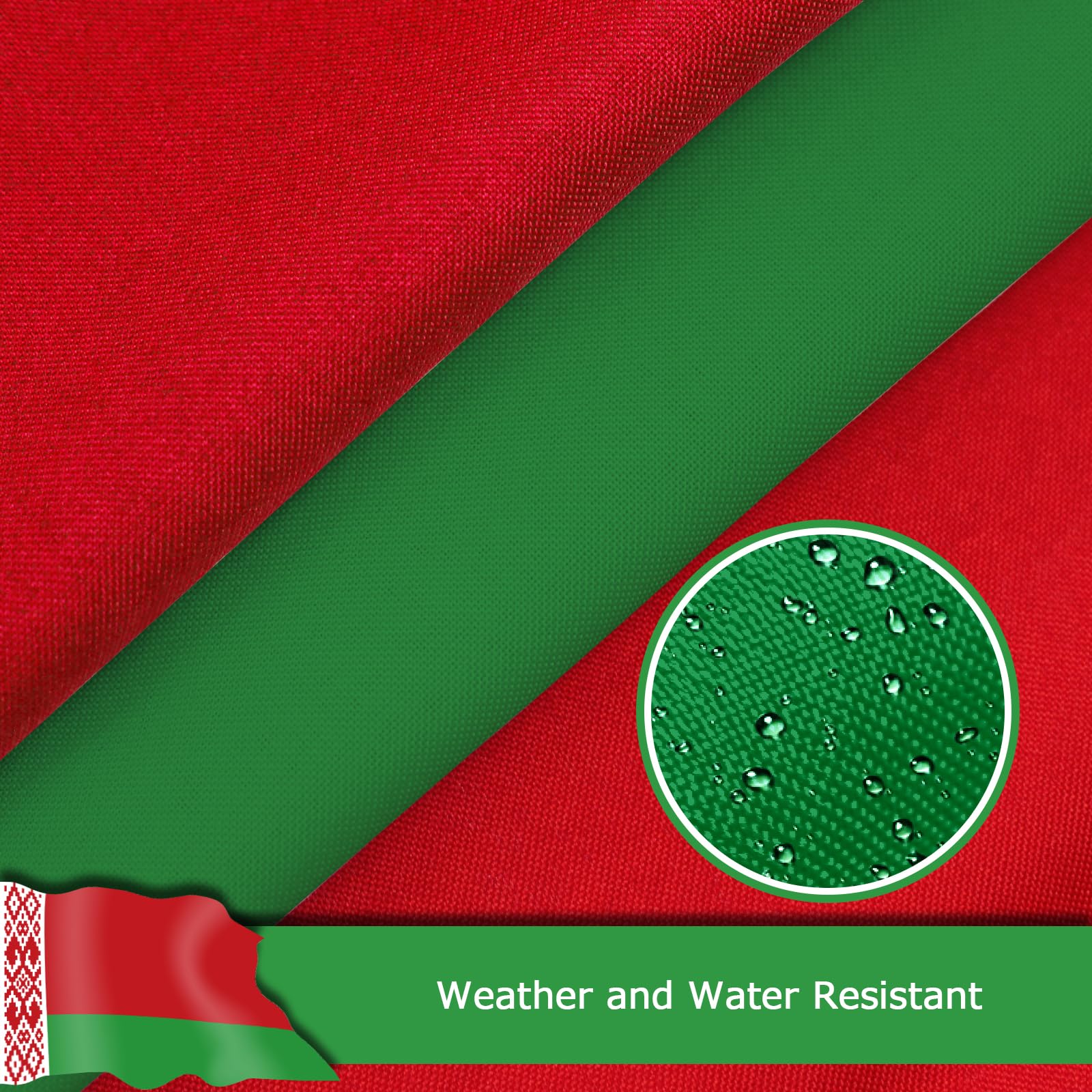 Belarussische Flagge, 2,3 x 3,6 m, für den Außenbereich, Weißrussland-Nationalflagge aus verstärktem 400D-Polyester mit 2 Messingösen, farbecht und strapazierfähig, für den Außenbereich, reine