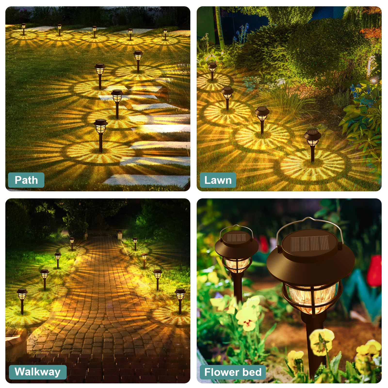 Aigostar Solar Lights Outdoor Garden, Solar Powered Stake Lights 12 Pack, Garden Solar Lights - View #3