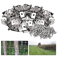 Vista 1 de 300 abrazaderas de alambre de acero inoxidable para valla de alambre con 300 tornillos para alambre soldado calibre 12-16 a valla de madera, metal