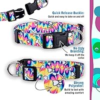 Vista 4 de Native Pup Collar de perro Tie Dye, patas y huesos hippie Tiedye para perros pequeños, cachorros (S)