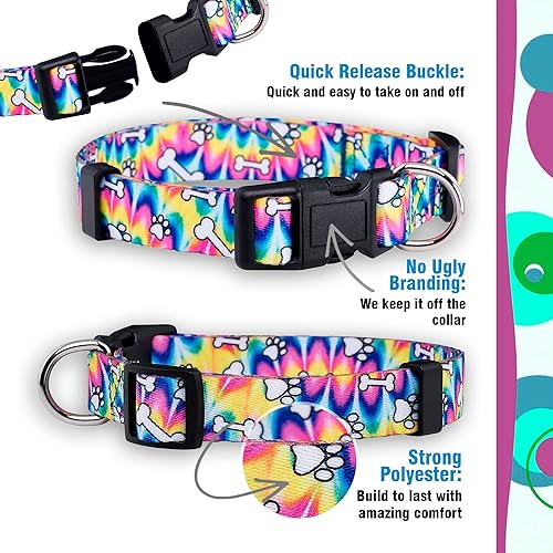 Miniatura 4 de Native Pup Collar de perro Tie Dye, patas y huesos hippie Tiedye para perros pequeños, cachorros (S)