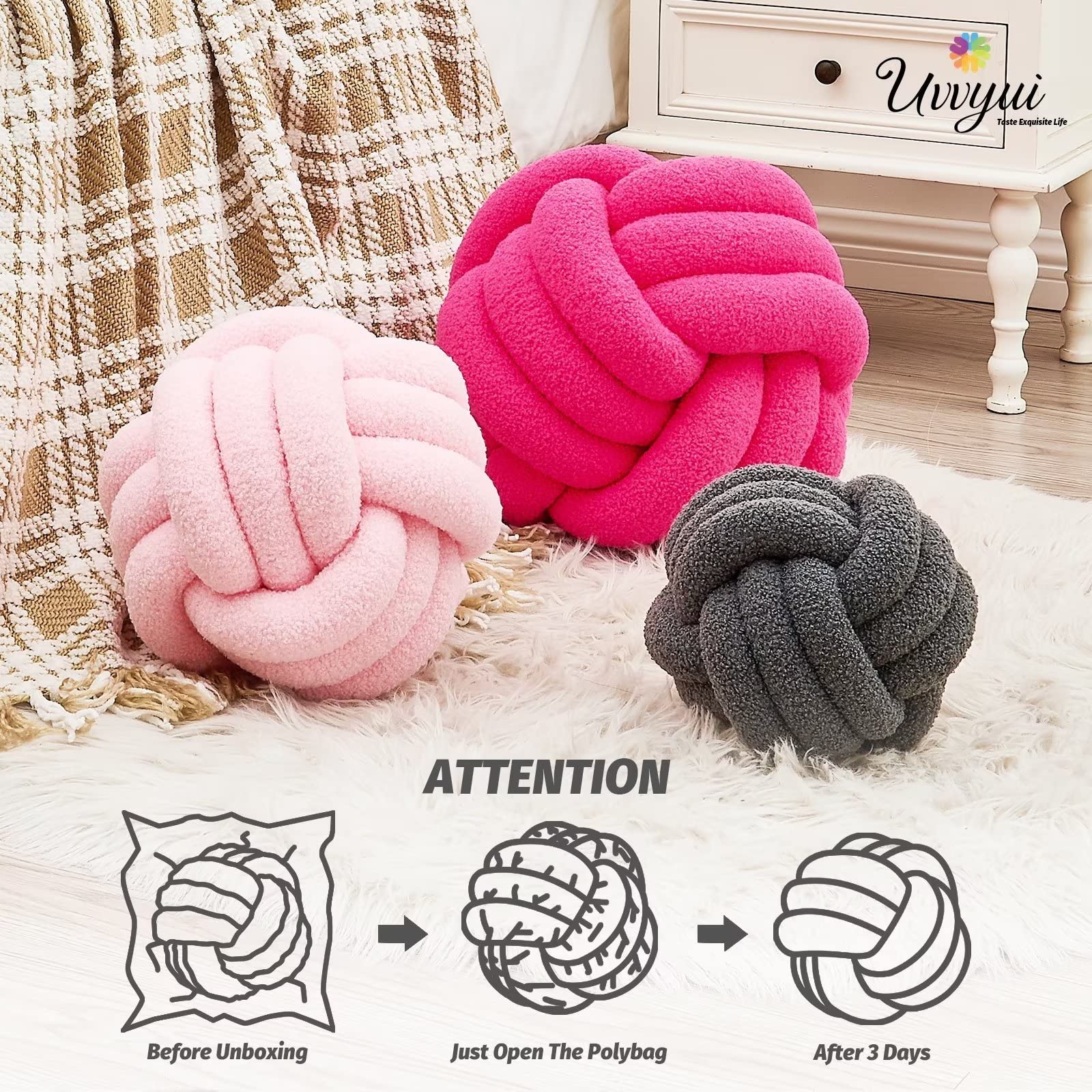 Uvvyui Nodo cuscino cuscino cuscino decorativo morbido cuscino per la casa cuscino rotondo cuscino sherpa rotondo cuscino cuscino peluche per la decorazione domestica (14 pollici grigio scuro)