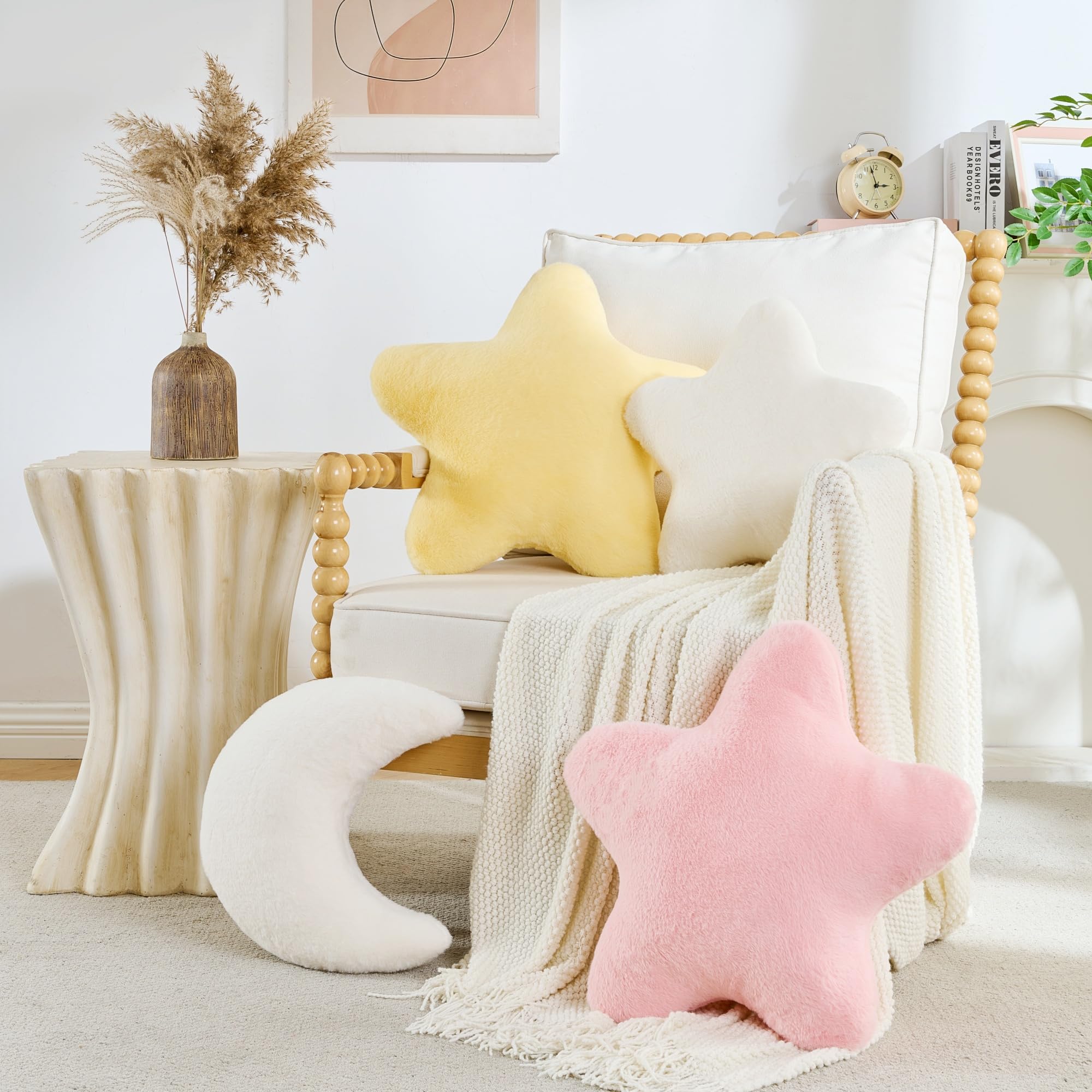 YRXRUS Star Pillows, Light Blue Star Shaped Pillow, Decorative Throw Pillow Gifts, Cute Plush Christmas Room Decor, Fluffy Faux Rabbit Fur 14"x14"Pillows For Living Bedroom - View #3