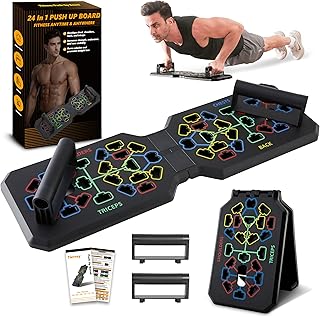 Tierney 24-in-1 Liegestützbrett Klappbar – Professionelles Push Up Board für Effektives Muskeltraining, Fitnessbrett mit R…