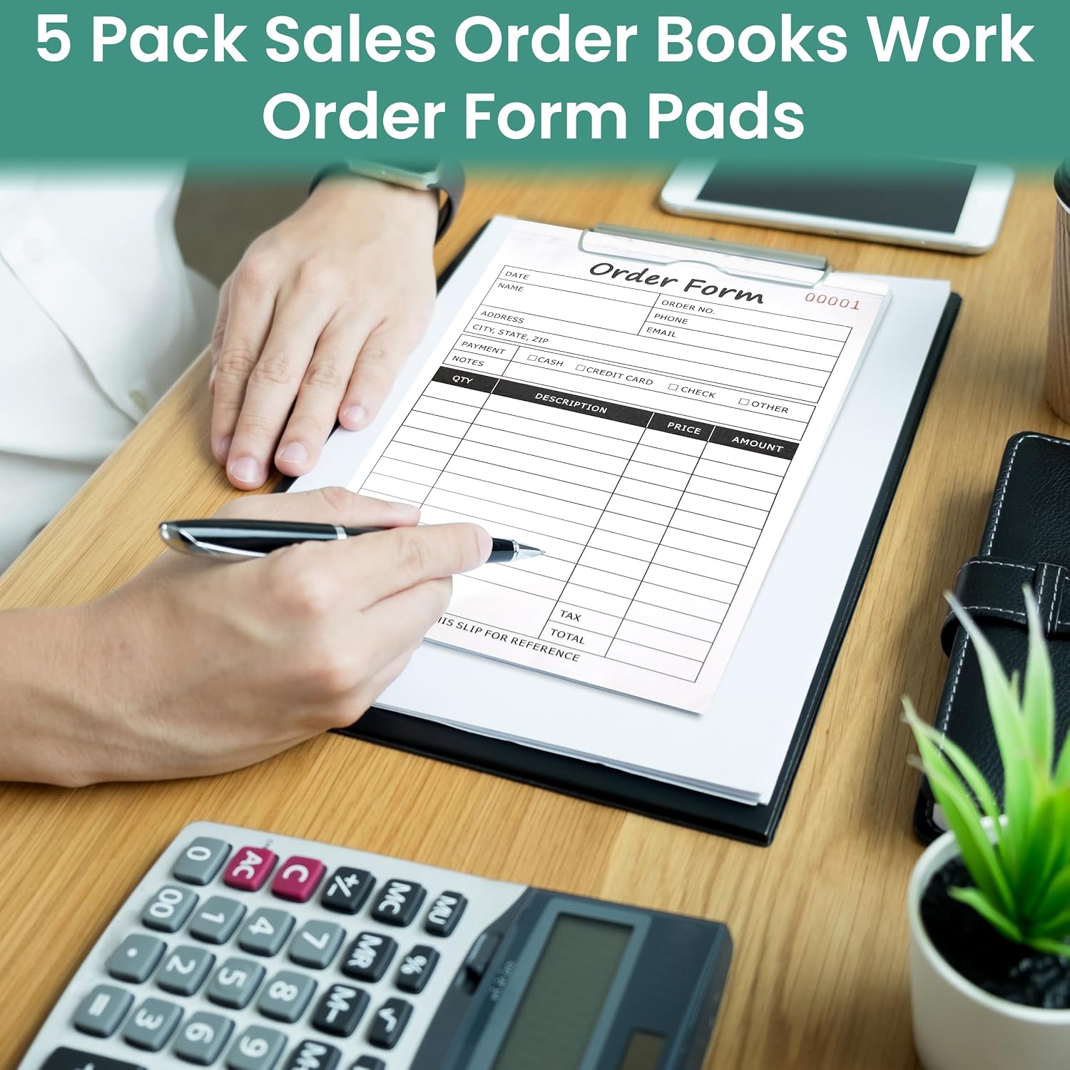 Sales Order Book – 5-Pack Sales Order Book 2-Part Carbonless – 5.5 x 8.3 Receipt Books for Small Business, Boutique – Invoice Order Pads – 250 Invoices per Set