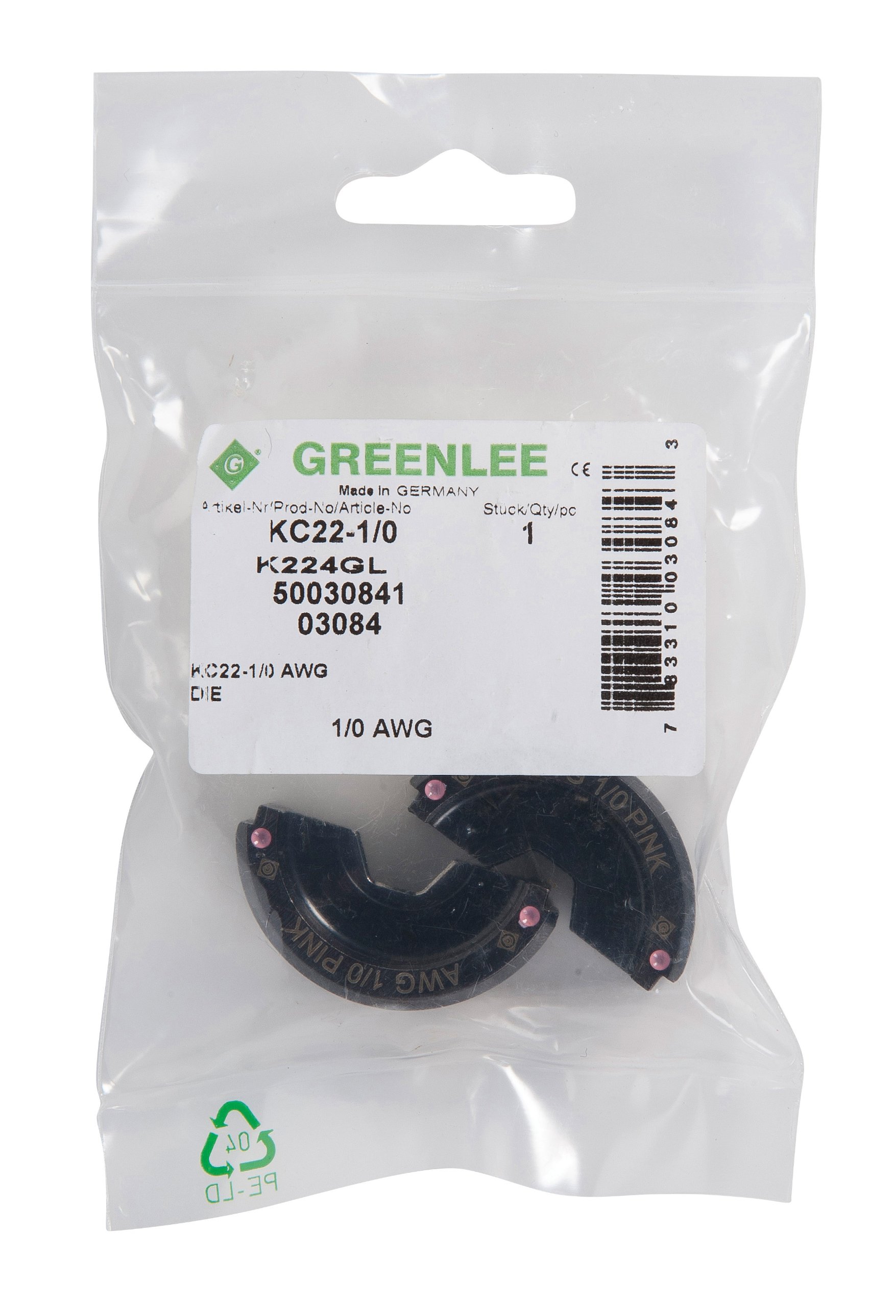 Greenlee K22S1GL Die Set, 6 Ton (KC22