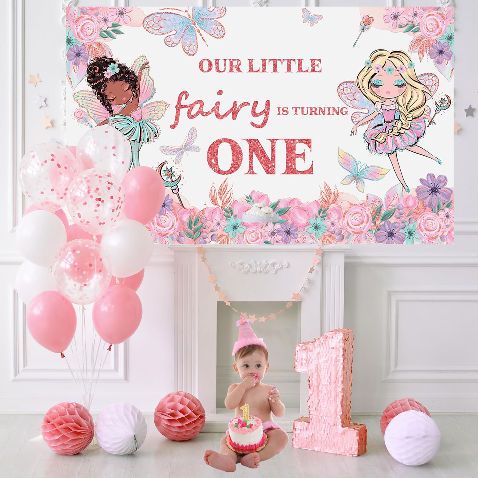 Feen 1. Geburtstag Banner – Rosa Glitzer Dekoration Für Mädchen Babyparty