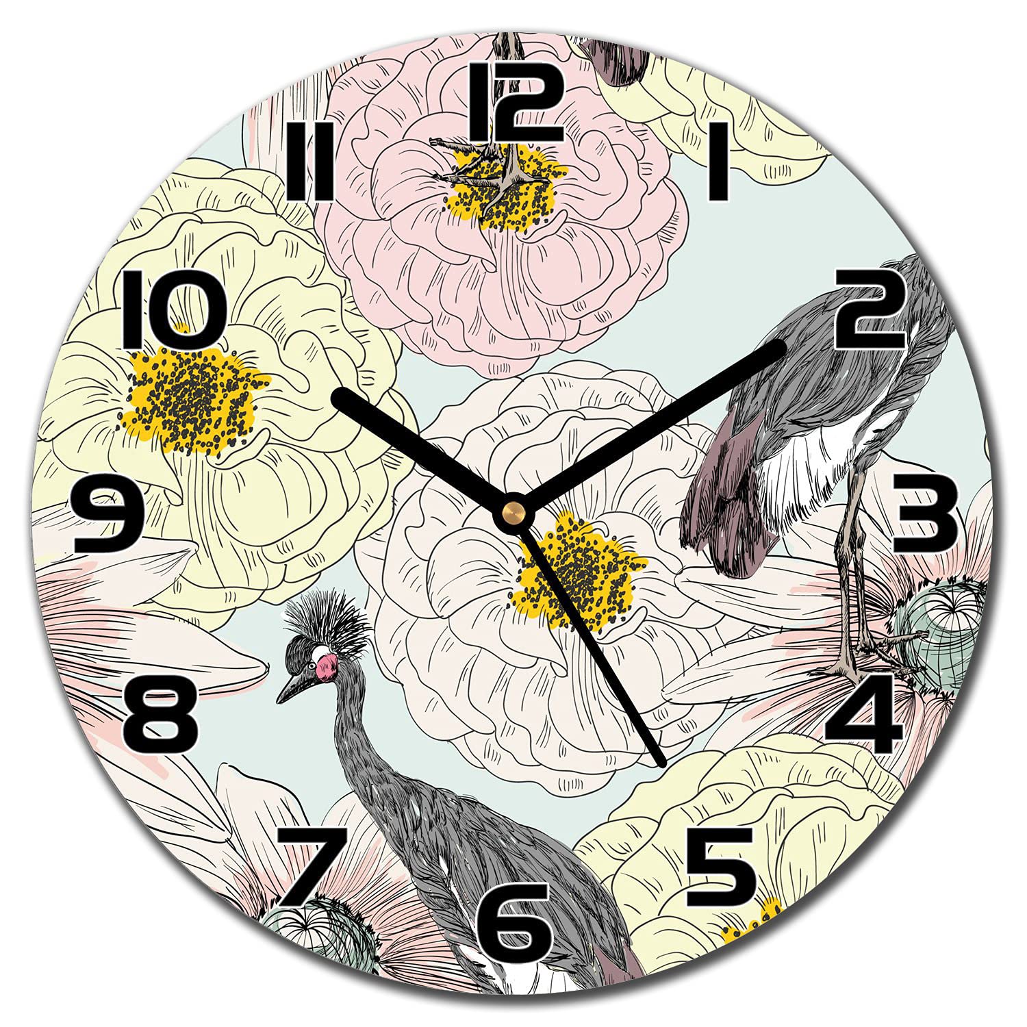 Horloge murale cuisine salon en verre imprimé rond 30 cm moderne Coloray