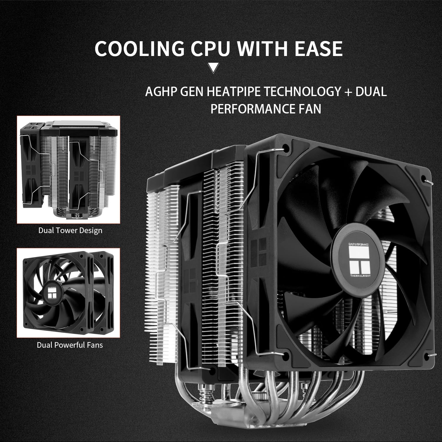 Thermalright Peerless Assassin 120 Digital Black Refroidisseur de processeur double tour double ventilateur cache d’écran numérique AM4/AM5, Intel LGA1851/1700/115X/1200